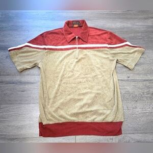 HUK A POO Vintage Retro 80's Terry Cloth  Polo Waistband Colorblock Classic